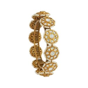 KUSHAL'S Fashion Jewellery Polished Kundan Bangle With Locking System | Best For Bridemaids & Special Occasion | Kundan Bangles For Women