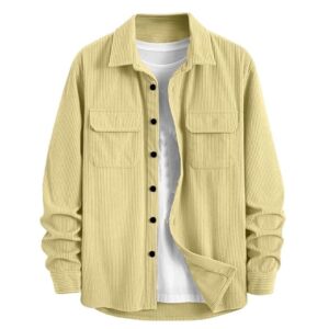 MiraMichi Men's Full Sleeve Corduroy Striped Casual Jacket, Ideal for Everyday Stylish Outfits