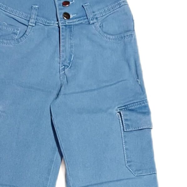 Sky Heights Girls Solid Cargo Denim Jeans - Image 3