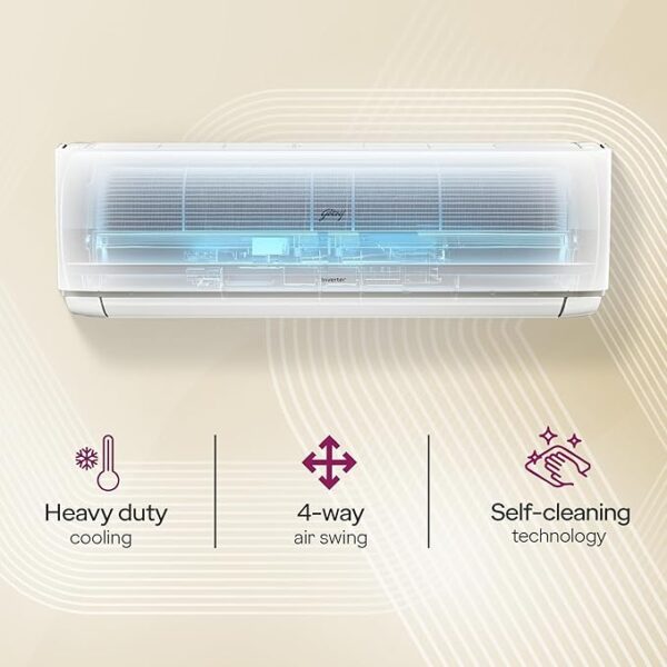 Godrej 1.5 Ton 3 Star, Wi-Fi, 5 Years comprehensive Warranty, 5-In-1 Convertible Cooling Inverter Split AC (Copper, 2025 Model, Heavy duty cooling at 52 °C, AC 1.5T EI 18A3T PYA IVBL IOT, White) - Image 6