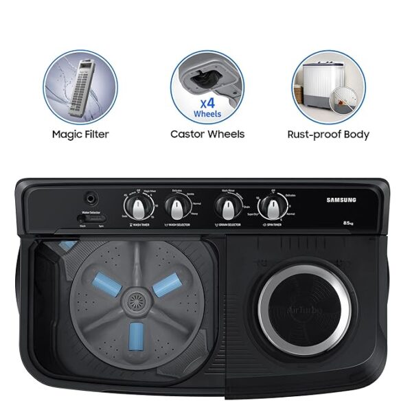 Samsung 8.5 Kg 5 Star Semi Automatic Top Load Washing Machine (WT85B4200GD/TL,DARK GRAY) - Image 4