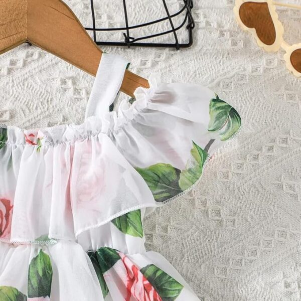 Buy & Try by Dharmikaay Girl's Lycra Floral Printed Frock Dress for Girls Short Frock Baby Princess Western Dresses| Stylish Fancy Kids Clothing for New Year, Fashion. - Image 4