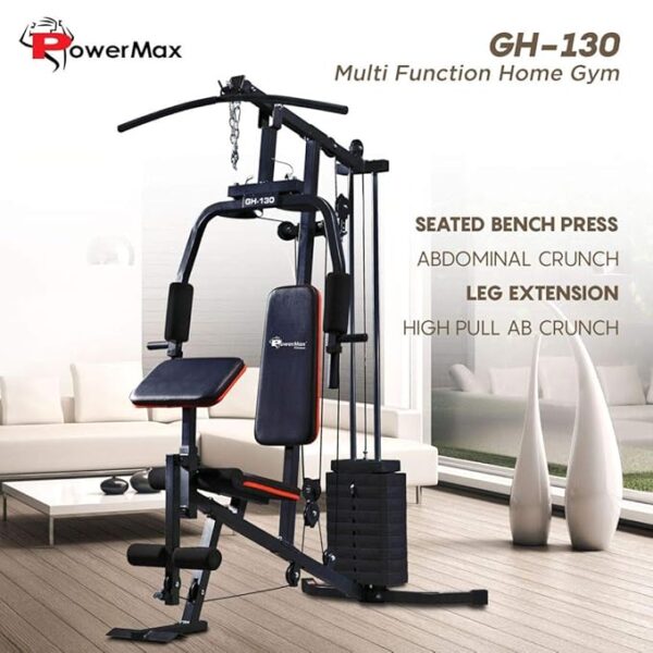 PowerMax Fitness GH-130 Multifunction Home Gym Workout Machine | Weight 61 kgs/135LBS | Adjustable Weight | Arm Pad | Breathable Back Cushion | Compact Design Multi-station gym | Home fitness system - Image 2