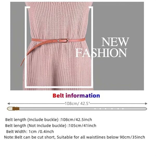 XForce Plaza 2 Pieces Thin Belts for Women Leather Skinny Belt for Dress Pants Adjustable - Image 4