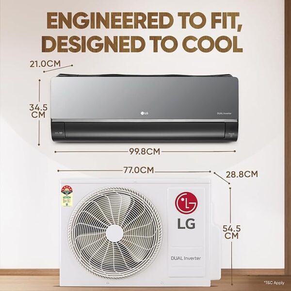 LG 1.5 Ton 5 Star, Wi-Fi, Energy Manager+, DUAL Inverter Split AC (Copper, AI+ Convertible 6-in-1, Diet Mode+, 4 Way Swing, HD Filter with Anti-Virus Protection, US-Q19MWZE, Black Mirror) - Image 2