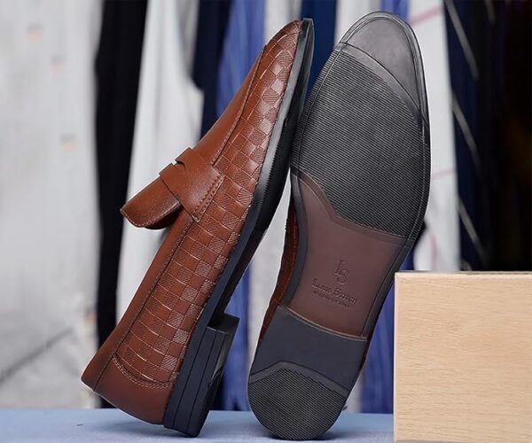 LOUIS STITCH Formal Loafer Shoes for Men| Slip-On Moccasins with Embossed Detailing | Solid Russet Tan | Ideal for Business, Casual, Parties (LSRGMCSQ) - Image 5