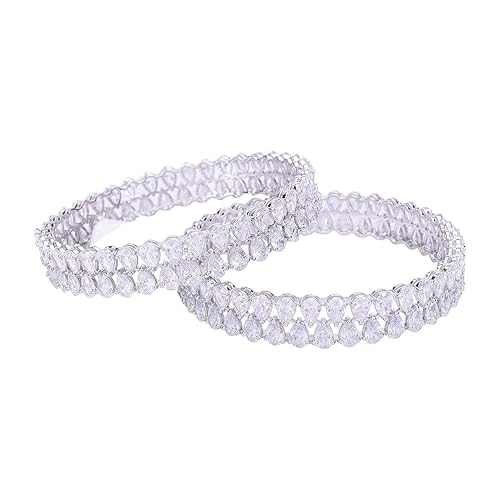RATNAVALI JEWELS Silver Plated White American Diamond Fashion Jewelry Bangle for Women RVA530W - Image 4