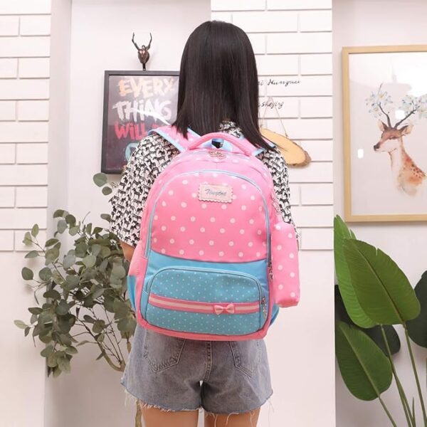 Tinytot School Bag for Girl with Pencil Pouch – 26 Litre, 18 Inches, Durable & Sleek Waterproof Tuition and College Bag for Girls, Multicolored Picnic & Travel Backpack for Girls - Image 4