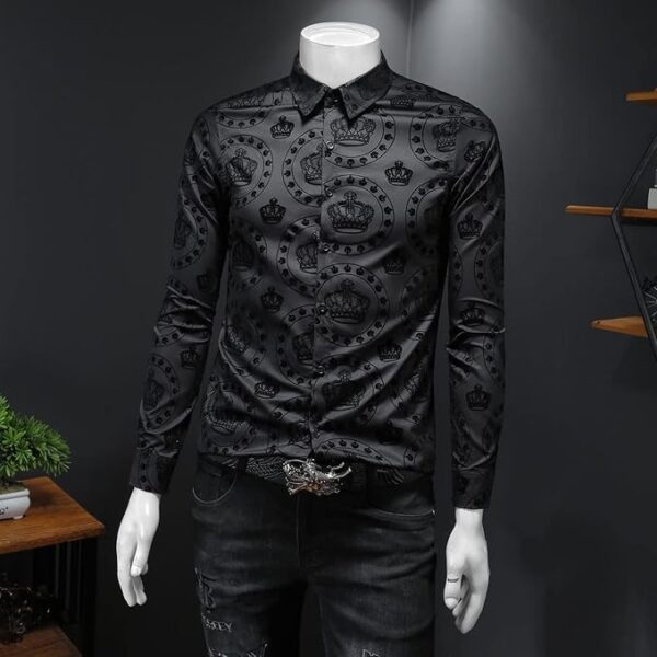 ZAFONI Men Shirts, BlackMen Shirts Business Formal Dress Shirt Long Sleeve Casual Shirt Men Shirt - Image 4
