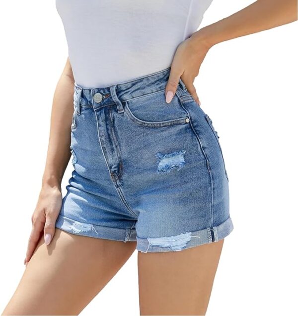 PENTOO Women's Relaxed Fit Mid Rise Regular Length Denim Shorts