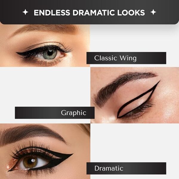 BELLAVITA Intense Drama Waterproof Smudge Proof Eyeliner 3.5ml, Black, Matte Finish, Fast-Drying, Felt Tip Applicator, Enriched with Biotin - Image 4
