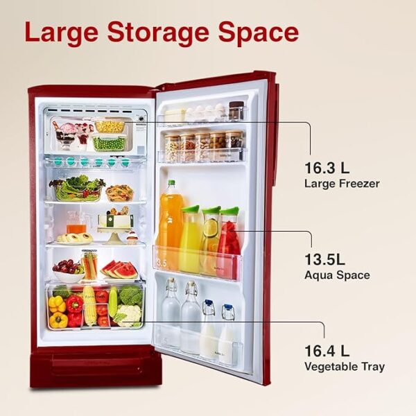 Godrej 180 L 4 Star Turbo Cooling Technology, 24 Days Farm Freshness Direct Cool Single Door Refrigerator With Base Drawer(RD EDGENEO 207D TDF AQ WN, Aqua Wine) - Image 4