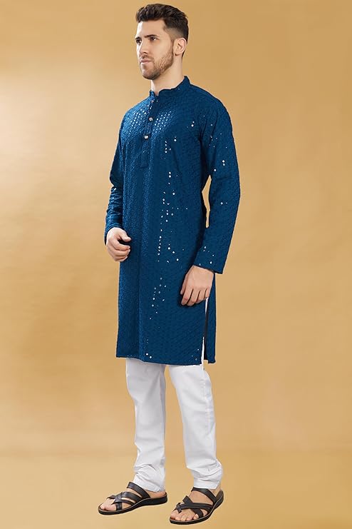 DIVISIVE Men's Sequince Embroidered Cotton Blend Only Slim Fit Kurta - Image 5