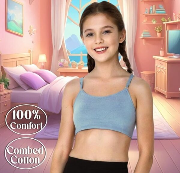 Pack of 4 Solid Beginner Bras for Girls/Kids: Half Slips & Camisoles - Image 7