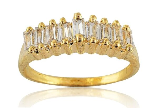 Skn Gold Plated and American Diamond Ring for Women & Girls (Multicolored)