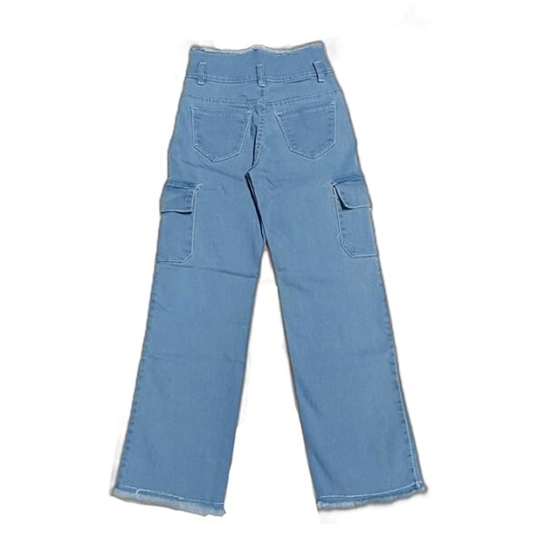 Sky Heights Girls Solid Cargo Denim Jeans - Image 2