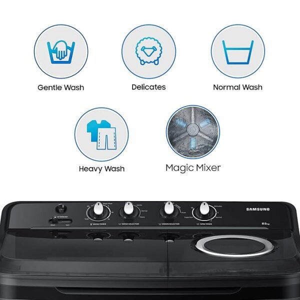 Samsung 8.5 Kg 5 Star Semi Automatic Top Load Washing Machine (WT85B4200GD/TL,DARK GRAY) - Image 3