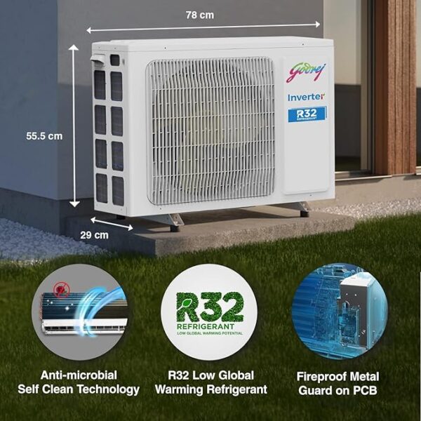 Godrej 2 Ton 5 Star, 5 Years Comprehensive Warranty, 5-In-1 Convertible Cooling, Inverter Split AC (Copper, 4-way Air Swing, EI 24LINV5R32-WWR, White) - Image 2