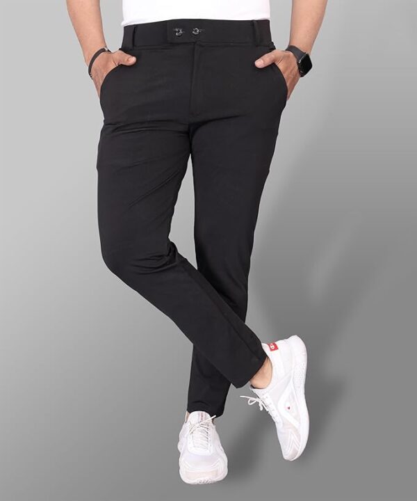 Mehrang Men's Stretchable Stretchable Formal Pant Trousers | Stylish Slim Fit Men's Wear Trousers for Office or Party | Polycotton Knitted Fabric - Image 4