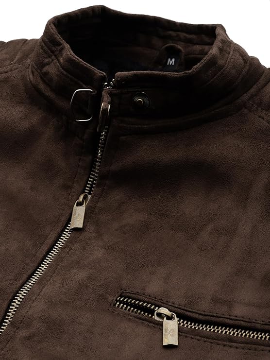 Leather Retail Coffee-Colored Suede Jacket For Men's - Image 3