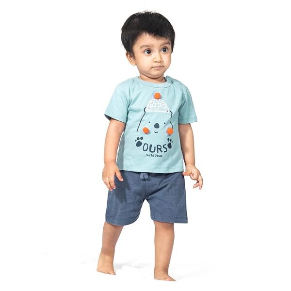 ARIEL Baby Boys & Baby girls Cotton Printed Round Neck Half Sleeve T-shirt & Short Latest Summer Clothing Sets - Image 3
