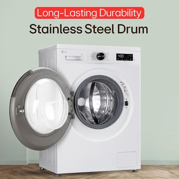 LG 7 Kg 5 Star Steam, Inverter Direct Drive Technology, 6 Motion DD, Fully-Automatic Front Load Washing Machine (FHB1207Z2WB, Dial + Full Touch Buttons & LED Display, Essence White) - Image 4
