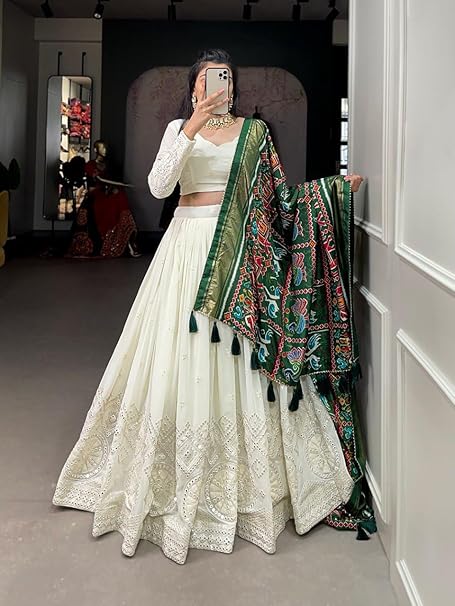TRENDMALLS Women's Georgette Embroidery Lehenga Choli with Dupatta I Navratri Stylish Lehenga Choli for women - Image 6