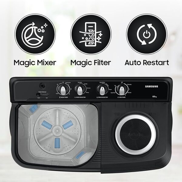 Samsung 8.5 kg, 5 star, Semi-Automatic Top Load Washing Machine (WT85C4200GG/TL, Air Turbo Drying, LIGHT GRAY) - Image 5