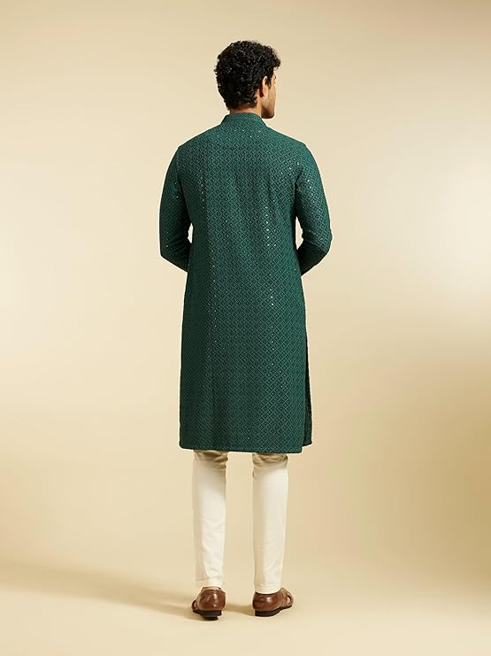 DIWAS BY MANYAVAR Men's Viscose Embroidered|Sequined Kurta (1pc) - Image 2