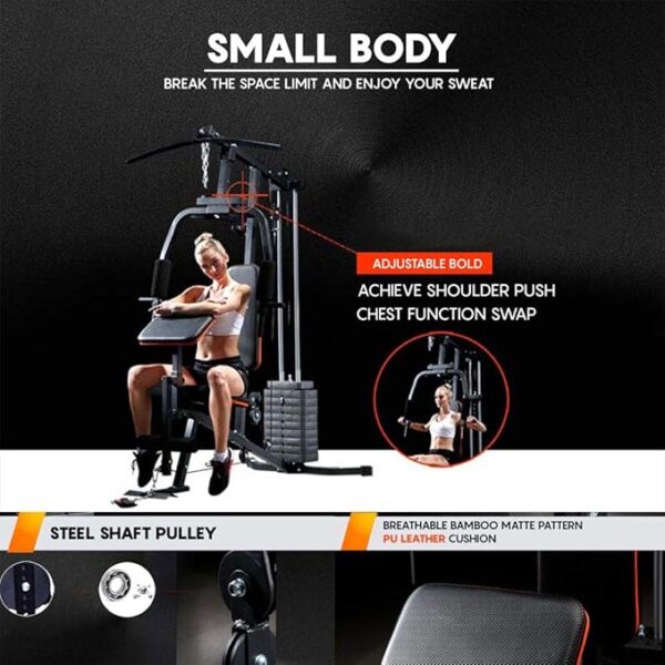 PowerMax Fitness GH-130 Multifunction Home Gym Workout Machine | Weight 61 kgs/135LBS | Adjustable Weight | Arm Pad | Breathable Back Cushion | Compact Design Multi-station gym | Home fitness system - Image 5
