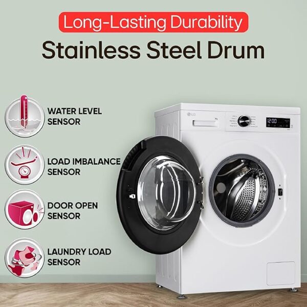 LG 9 Kg 5 Star Wi-Fi, Steam, Inverter Direct Drive Technology, 6 Motion DD, Fully-Automatic Front Load Washing Machine (FHB1209Z4W, Allergy Care, In-Built Heater, Touch Panel, Blue White) - Image 4
