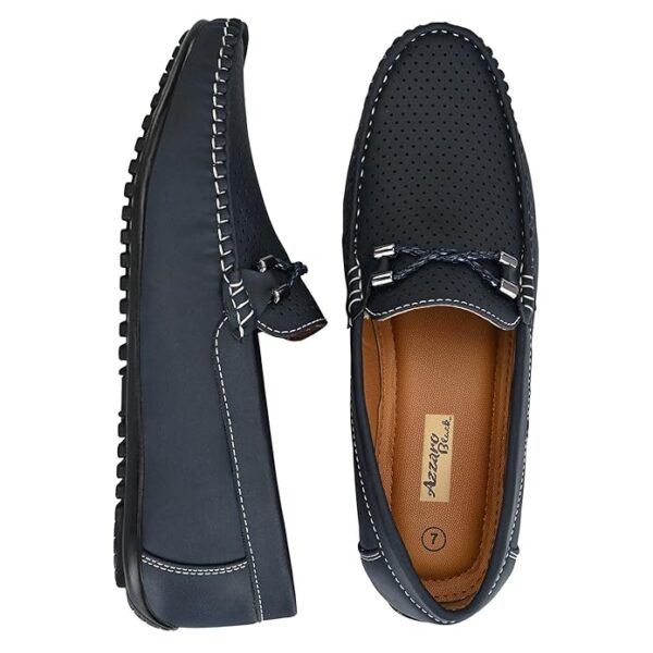 AZZARO BLACK Men's Synthetic Leather Slip-On Loafers - Image 3