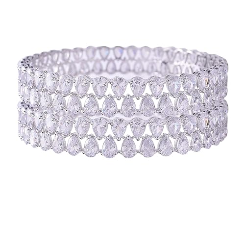 RATNAVALI JEWELS Silver Plated White American Diamond Fashion Jewelry Bangle for Women RVA530W - Image 7