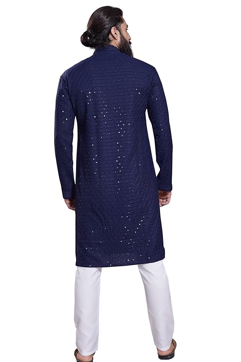 DIVISIVE Men's Sequince Embroidered Cotton Blend Only Slim Fit Kurta - Image 3