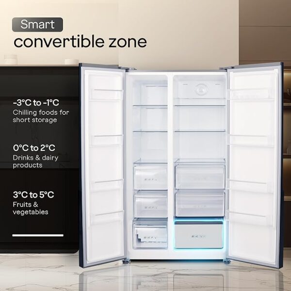 Godrej 600 L Frost Free Smart convertible Zones with Digital Touch Panel, Frost Free Inverter Side By Side Refrigerator(2025 Model, RS EONVELVET 646C RIT OP RS, Opera Rose) - Image 5