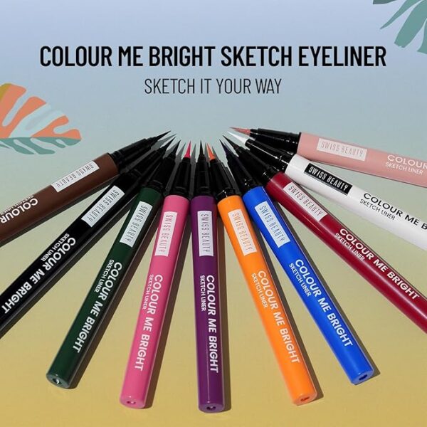 Swiss Beauty Colour Me Bright Matte finish Sketch Eyeliner with soft pen tip applicator | Quick Drying | Waterproof, smudge-proof eyeliner | Shade - Adore Brown, 0.7ml - Image 5