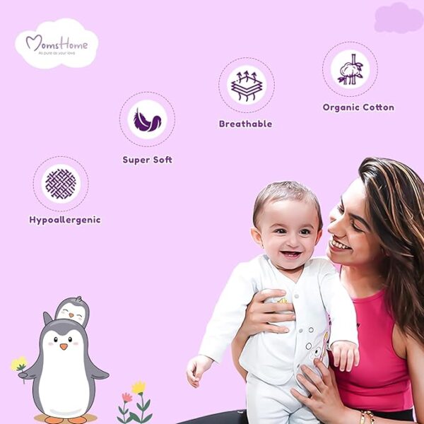 MOM'S HOME Organic Cotton Baby Essentials Gift Set | Baby Shower Gift Hamper | Baby Clothing Gift Combo | Lemon | Pack of 7 - Image 5