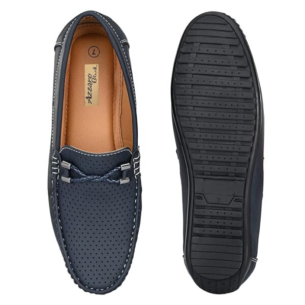 AZZARO BLACK Men's Synthetic Leather Slip-On Loafers - Image 4