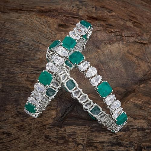 KUSHAL'S Fashion Jewellery Polished Zircon Bangle With Fixed Clouser | Best For Gifting & Special Occasion | Bangle For Women - Image 2