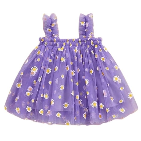 TotzTouch Baby Girls Dress | Frock Cami Strap Flared Printed Net Sleeveless Gown 3 Set (Baby Blue, Pink, Green) Light Weight Age Newborn to 4 Years