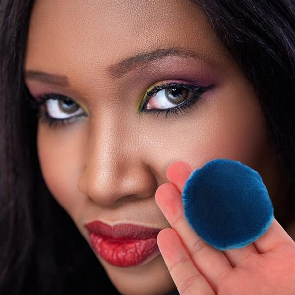 FOMIYES Cosmetic Puffs 2pcs Puff Soft Washable Round Body Face Puff Loose Puff Baby Talcum Puff Makeup Sponge for Women Girls Dark Blue 55X16mm Beauty Makeup Puffs - Image 2
