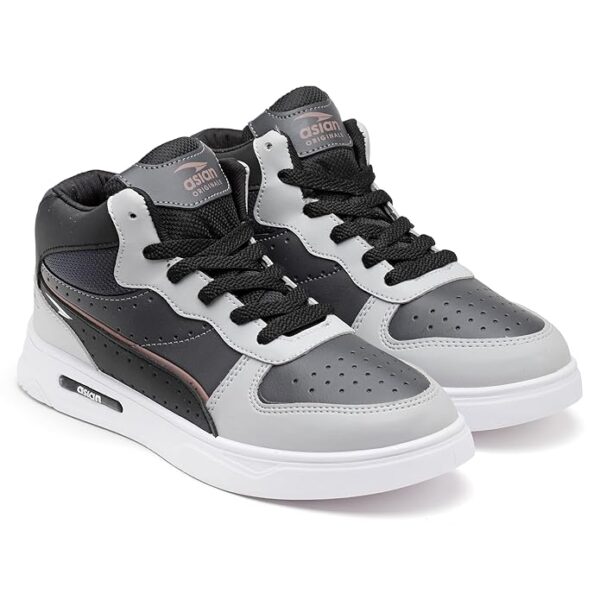 ASIAN Men's White Casual Sneaker Hi-Neck Shoes with Synthetic Upper Lightweight Comfortable Mid Top Sneaker Shoes for Men's & Boy's Boston-11