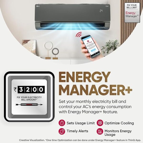 LG 1.5 Ton 5 Star, Wi-Fi, Energy Manager+, DUAL Inverter Split AC (Copper, AI+ Convertible 6-in-1, Diet Mode+, 4 Way Swing, HD Filter with Anti-Virus Protection, US-Q19MWZE, Black Mirror) - Image 6