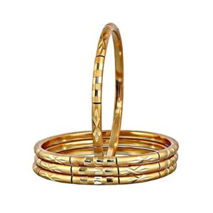 Lucky Jewellery Gold Plated Designer Golden Color Traditional Ethnic 4 Pcs. Bangles Set for Women (185-J1BG-462A2-4-PARENT)