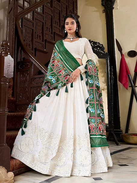 TRENDMALLS Women's Georgette Embroidery Lehenga Choli with Dupatta I Navratri Stylish Lehenga Choli for women - Image 3