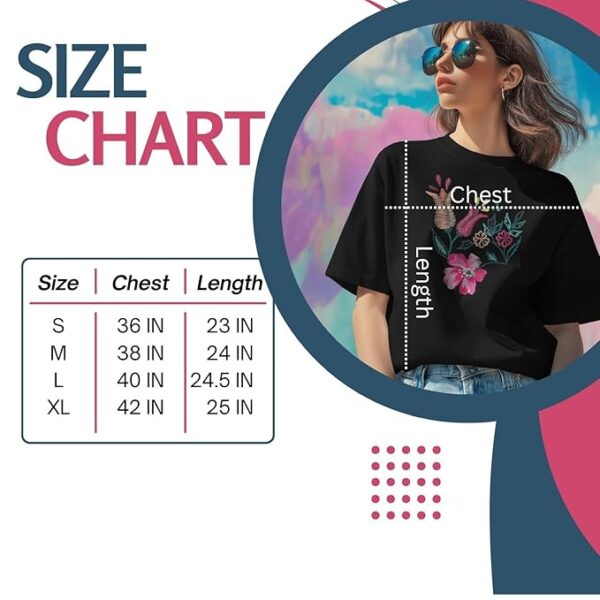 Rocky Fab | Floral Embroidered Regular T-Shirt for Women, Cotton Blend, Short Sleeve, Office Wear Comfy T-Shirts for Women's - Image 5