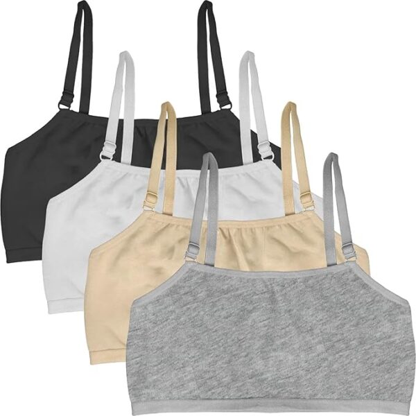 Pack of 4 Solid Beginner Bras for Girls/Kids: Half Slips & Camisoles - Image 2