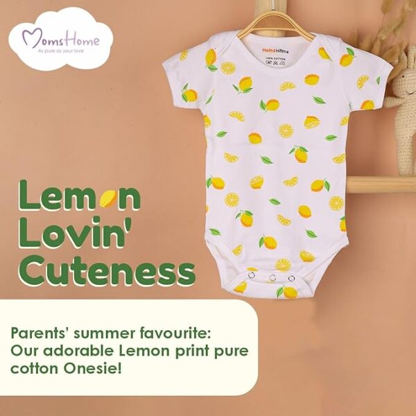 MOM'S HOME Organic Cotton Baby Essentials Gift Set | Baby Shower Gift Hamper | Baby Clothing Gift Combo | Lemon | Pack of 7 - Image 4