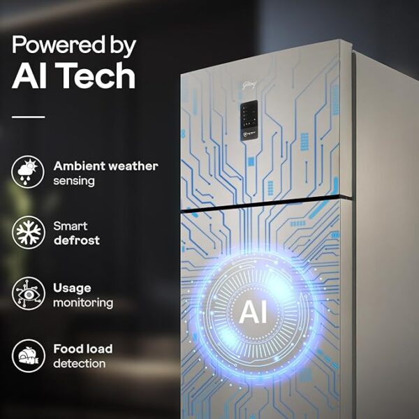 Godrej 436 L 2 Star With AI Tech, 95%+ Food Surface Disinfection With Nano Shield Technology Inverter Frost Free Double Door Regalis Refrigerator (RF EON 438B RCI CH GD, Champagne Gold) - Image 3