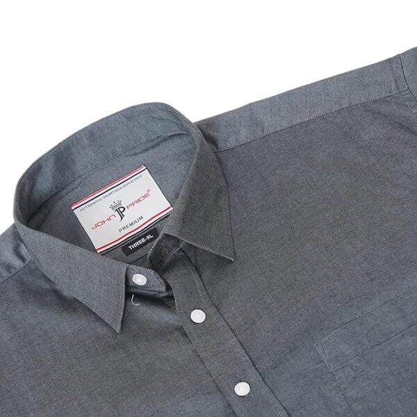 JOHN PRIDE Plus Size Men Grey Formal Solid Shirt (JPSF42255_Grey) - Image 6